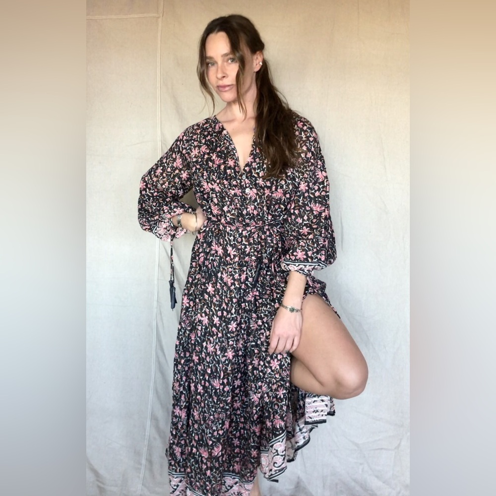 CLEOBELLA organic maxi bohemian long sleeve dress size small